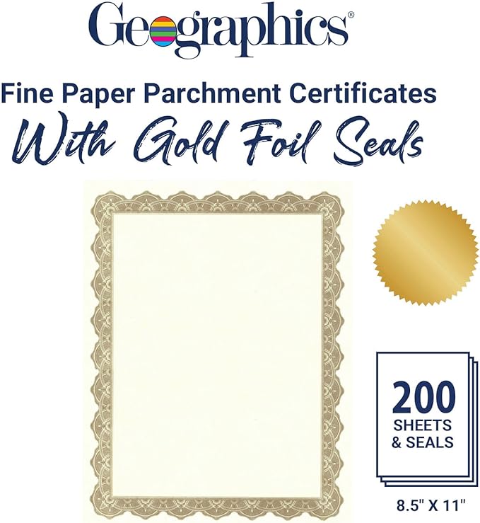 Geographics Optima Gold Blank Award Certificate Paper - Image 2