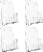 Argvey Acrylic Brochure Holder 8.5 x 11 inches, 4 Pack Clear Brochure Display