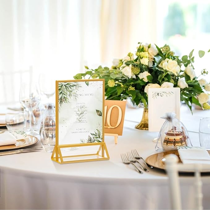PPH-Sisy Acrylic Sign Holder 5x7 Gold Picture Frame Clear Acrylic Frames - Image 6