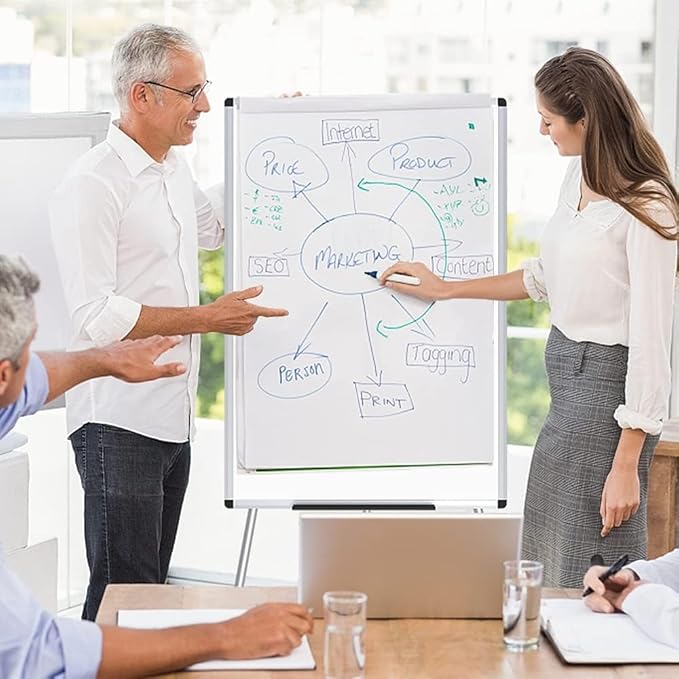 VIZ-PRO Magnetic Whiteboard Easel, 36 x 24 Inches, Portable Dry Erase Board - Image 7