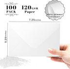 Shimmer Shiny White Envelopes 5.25 x 7.25 inches 100 PCS, Goefun A7 Euro V Flap - Image 2