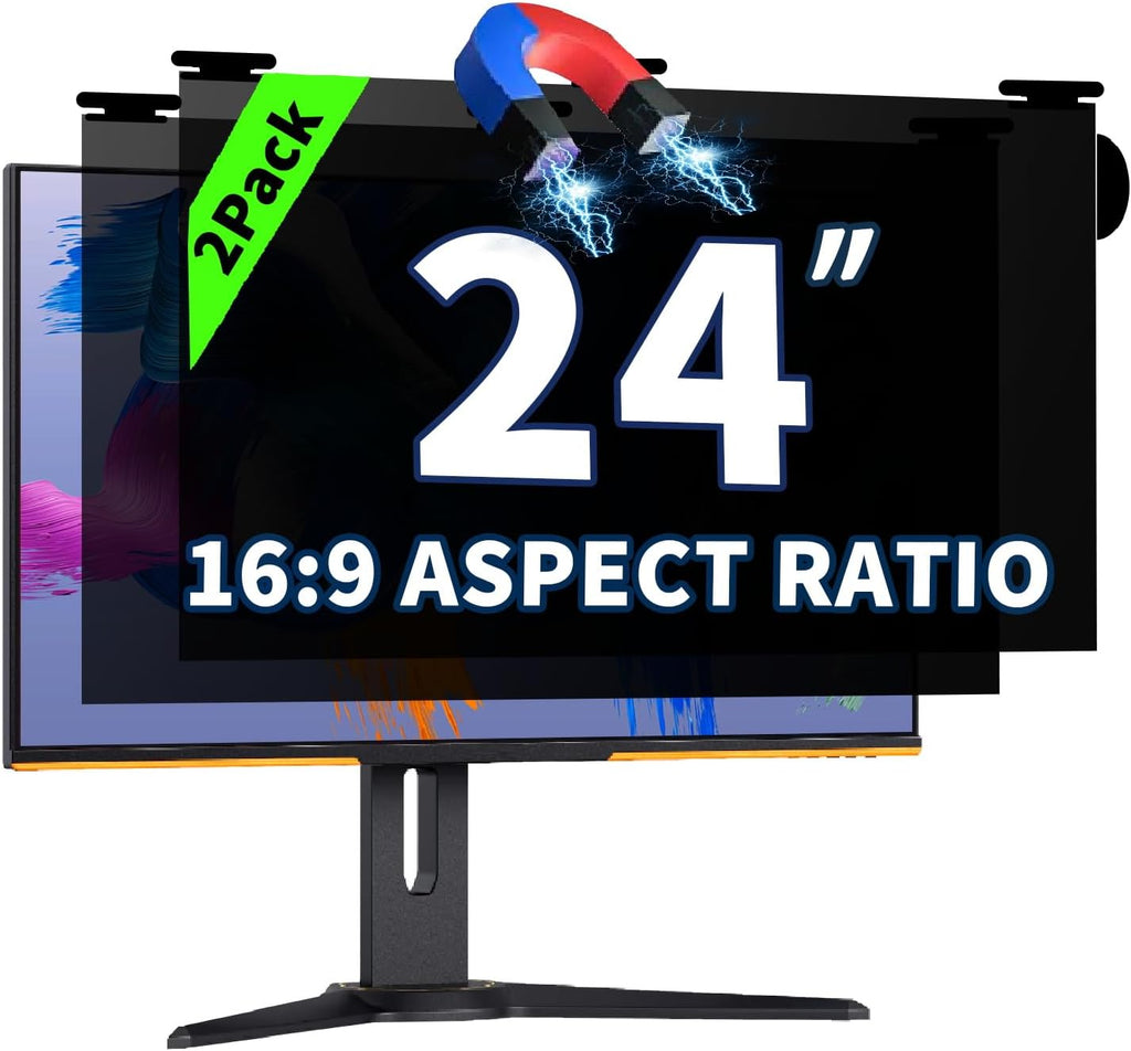 2 Pack Magnetic Hanging Computer Privacy Screen 24 Inch