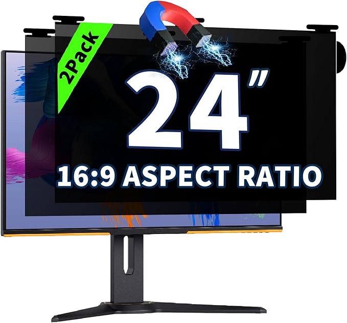2 Pack Magnetic Hanging Computer Privacy Screen 24 Inch by Halloive