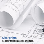 Plotter Paper 24"x 150' Wide Format Blueprint Paper, 4 Rolls, Goefun 20lb CAD Bond Rolls on 2" Core for CAD Printing on Inkjet Printers