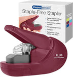 Plus Paper Clinch Compact Staple-Free Stapler, Burgundy Wine by Plus
