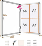 Mifuro 26"x20" Enclosed Bulletin Board, Lockable Weather-Resistant Aluminum - Image 5
