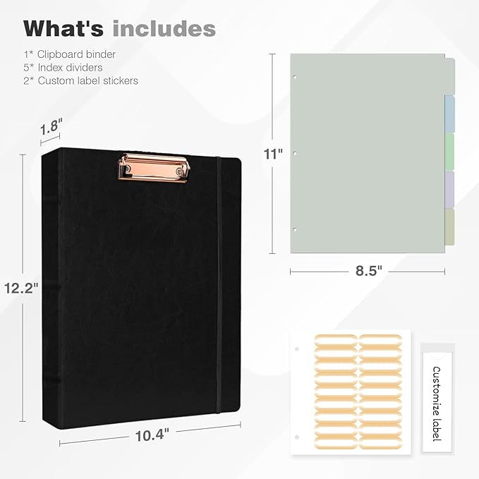 Ospelelf 3 Ring Clipboard Binder 1 Inch Leather - Image 3