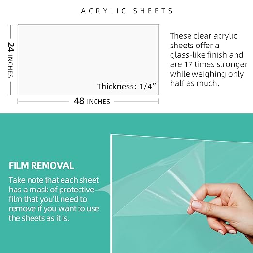 CALPALMY 1/4" Thick Clear Large Acrylic Sheets - Image 2