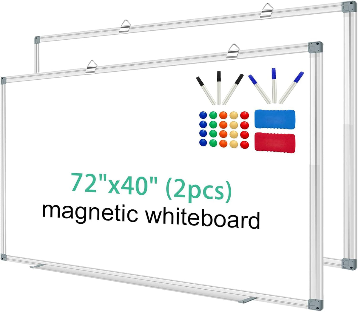 H-Qprobd Whiteboard Dry Erase White Board for Wall 72x40 (2pcs) Magnetic Boar...