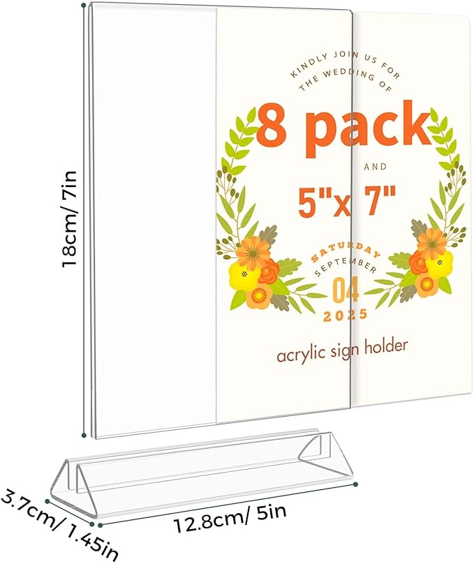 Smarpau Acrylic Sign Holder 5x7, 8 Pack Double-Sided Picture Frames Display - Image 3