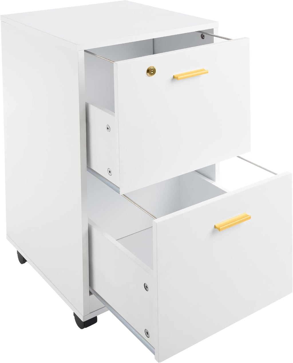lavish home 2-drawer wooden file cabinet with lock, front angle view