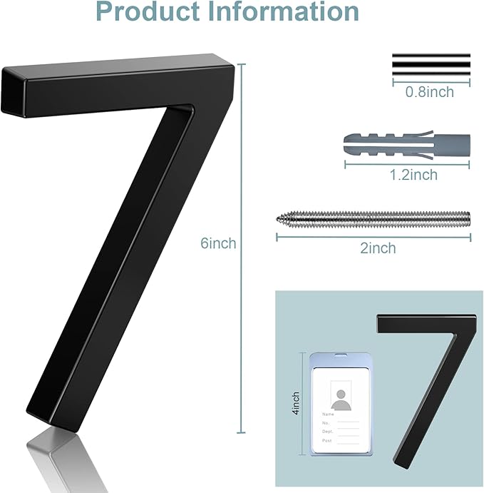 6" Floating Stainless Steel Address House Number, Modern Metal Anti-Rust House - Image 2