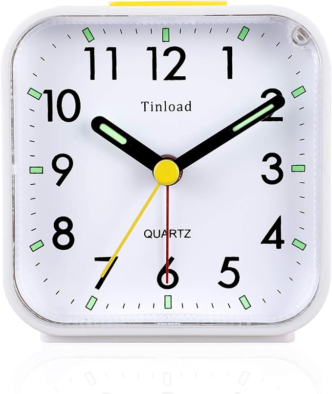 Tinload Small Battery Operated Analog Travel Alarm Clock Silent Non Ticking by Tinload