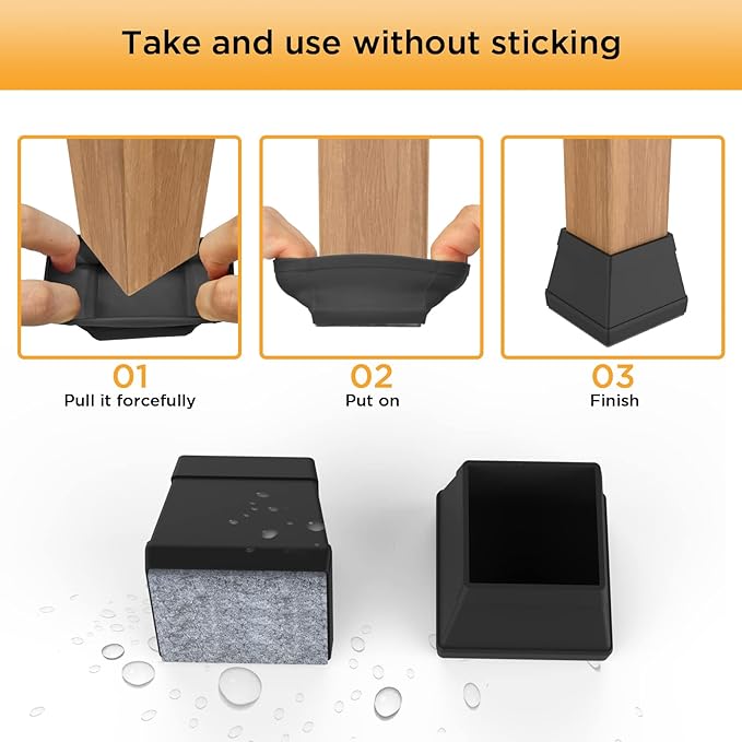 16 PCS Square Chair Leg Floor Protector, Silicone Chair Leg Cover, Furniture - Image 4