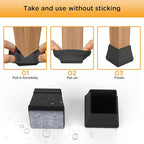 16 PCS Square Chair Leg Floor Protector, Silicone Chair Leg Cover, Furniture - Image 3