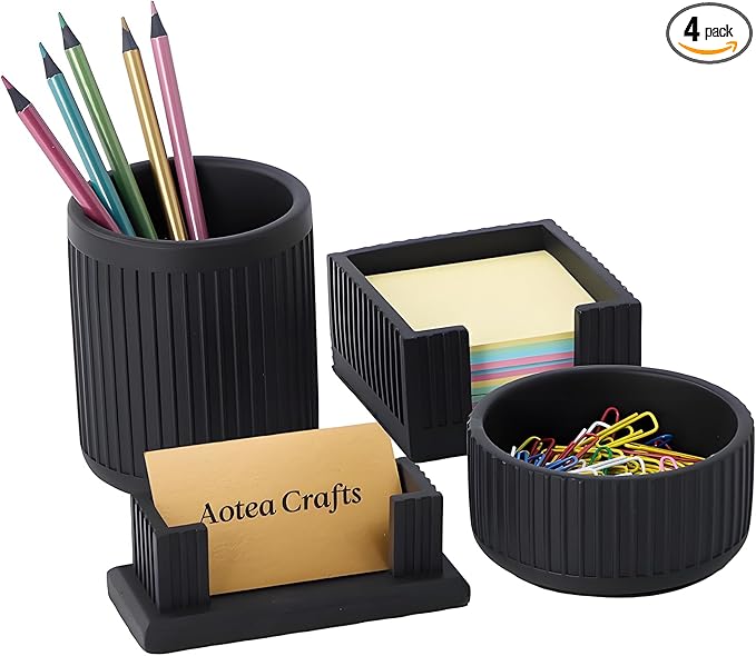 Set of 4 - Concrete Desk Accessories by Aotea+Crafts