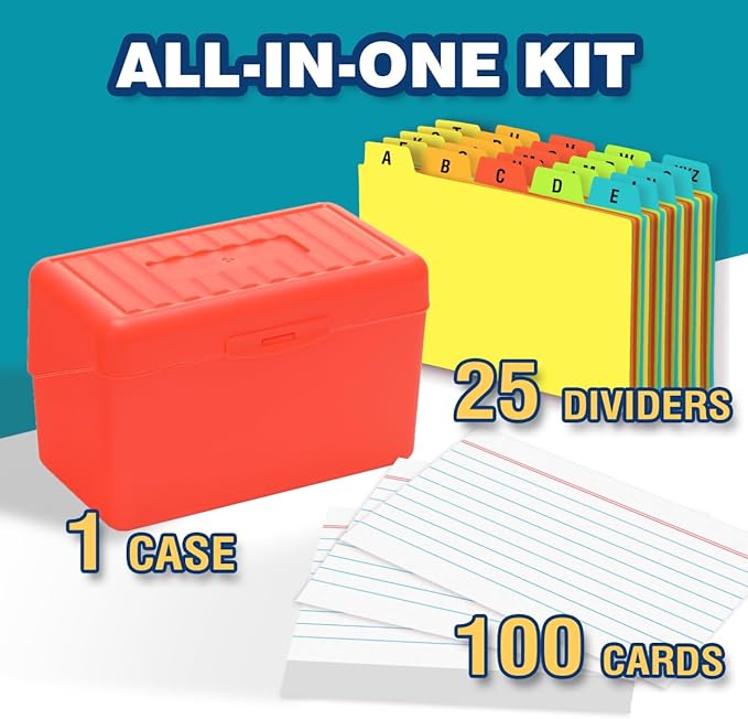 H4D 3x5 Index Card Holder with 100 Heavyweight Ruled Index Cards and 25 Plastic - Image 2