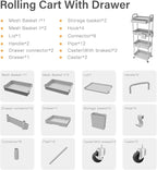 Sorgion 4 Tier Rolling Cart Organizer, Art Craft Diaper Bedside Snack Laundry - Image 7