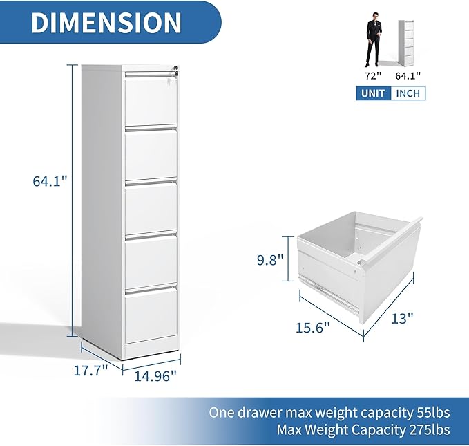 FLIXELIO 5 Drawer File Cabinet - Image 3
