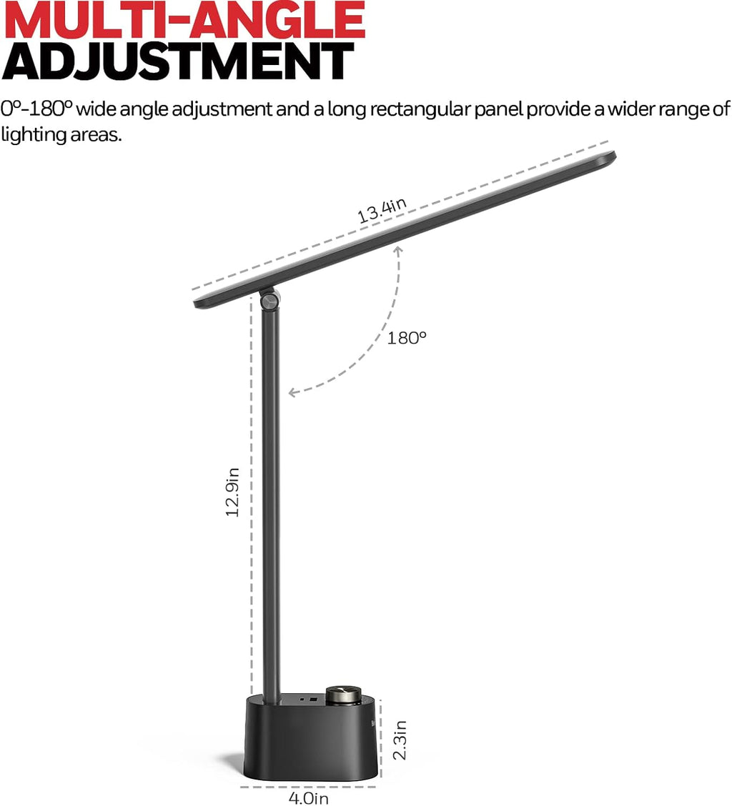 honeywell hwt-h01 led desk lamp, foldable & stepless, side view