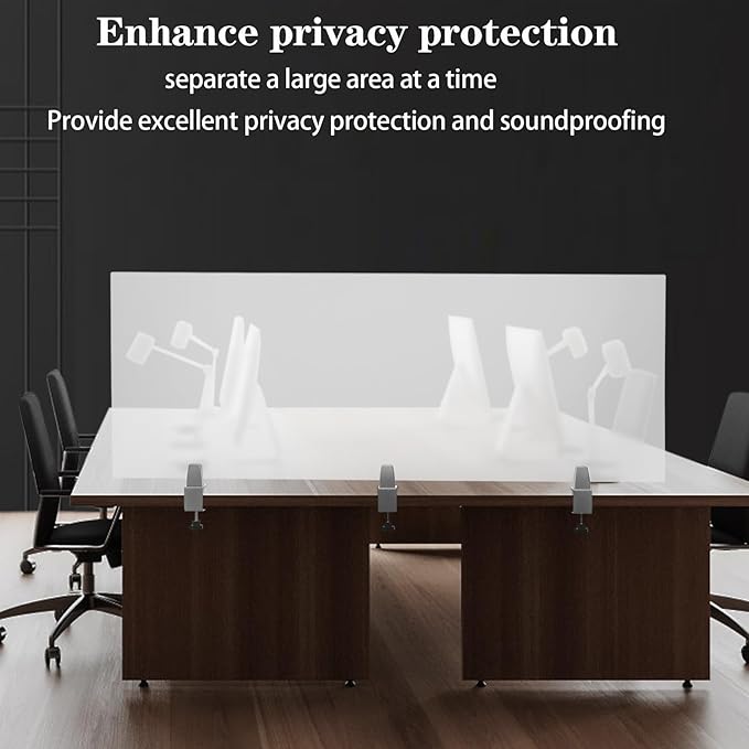 Acrylic Free Standing Screen, 60”W x 22”H Desk Divider Sound Absorbing Cubicle - Image 2