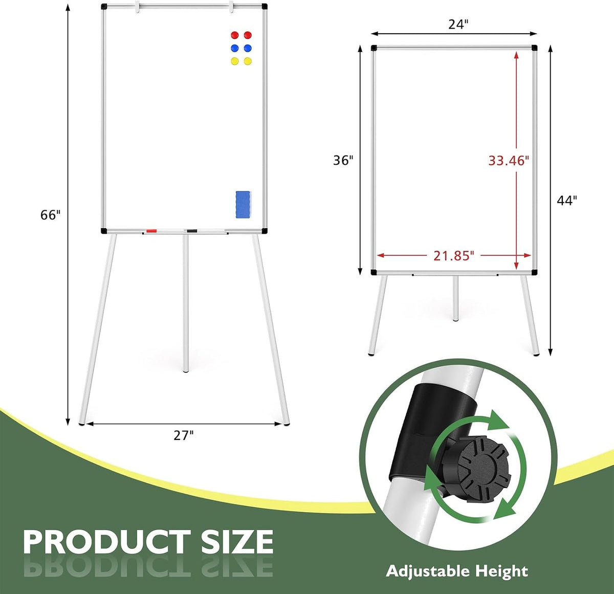 Magnetic Whiteboard Easel Stand, Dry Erase 36 x 24 White Board with Stand