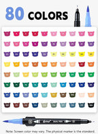 AEDAGA 80 Colors Numbered Dual Tip Brush Pens - Image 4