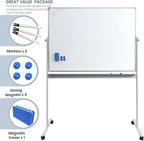 Rolling Whiteboard Magnetic Writeboard 48"x36" Flip Chart - Image 2