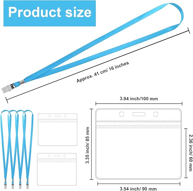 100 Pcs Lanyards for ID Badges and 100 Pcs Clear Name Tag Holders Reusable - Image 2