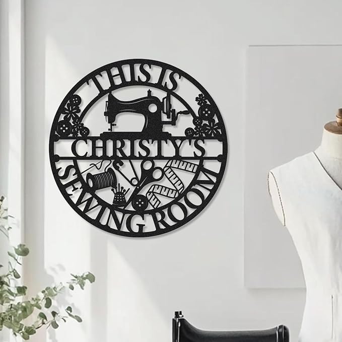 Personalized Metal Sewing Sign Wall Art Custom Sewing Room Name Signs Mother's - Image 2