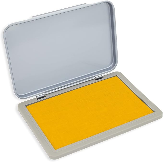 Metal Case Stamp Pad Medium Size, Dark Yellow Color by ZIGEL