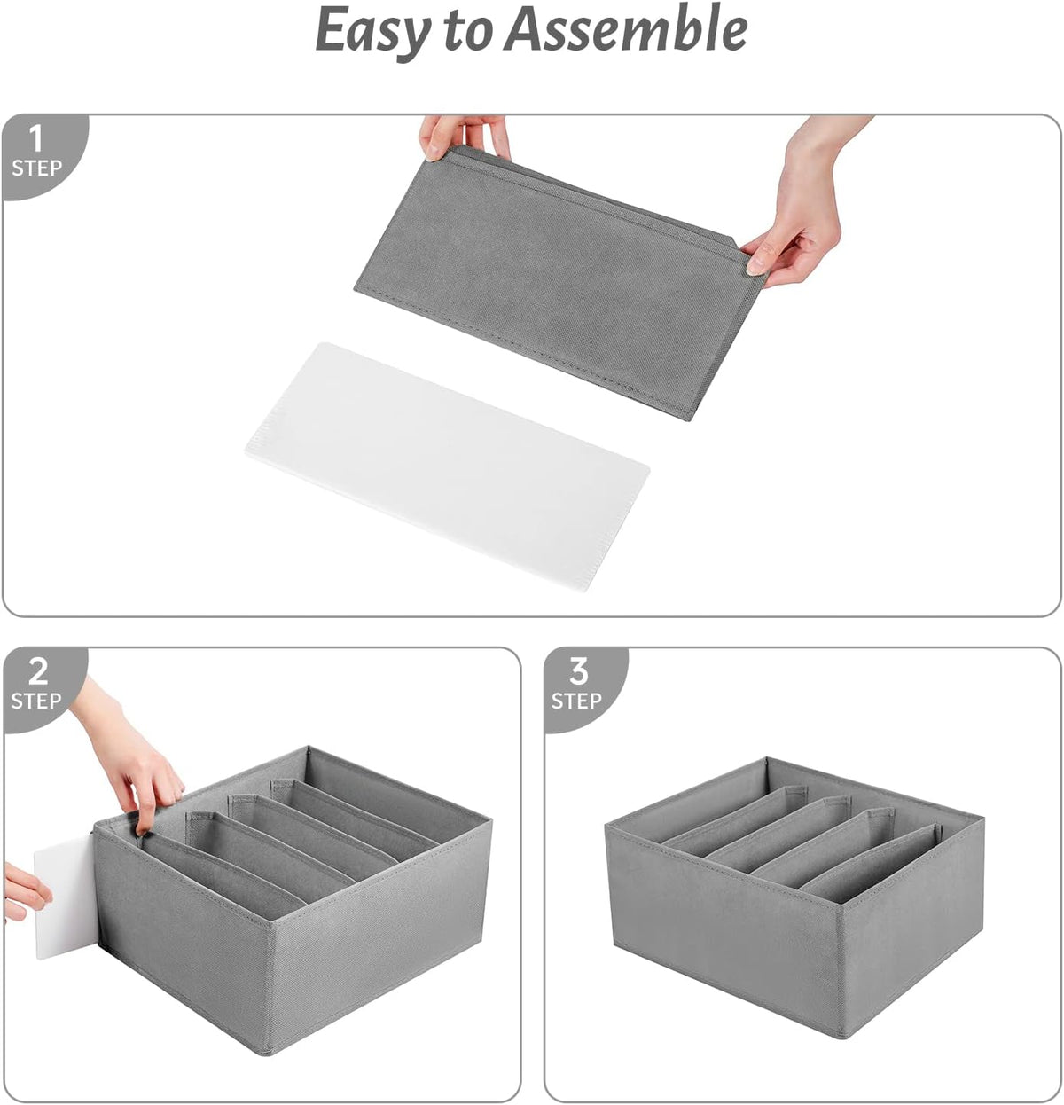 Jeans Drawer Organizers for Clothing, 5 Compartment Wardrobe Storage Box, Was...