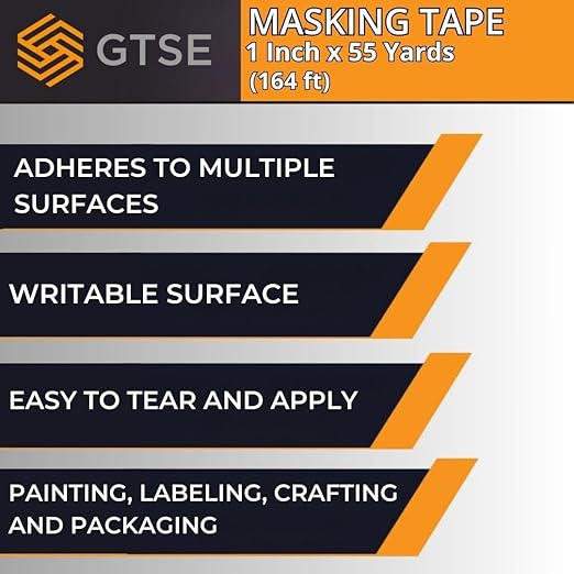 GTSE Masking Tape, 2 Rolls, 1 inch x 55 Yards - Image 6