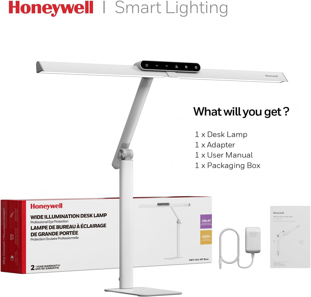 Honeywell HJ1WT 1200LM LED Desk Lamp Dimmable Lamp for Desk