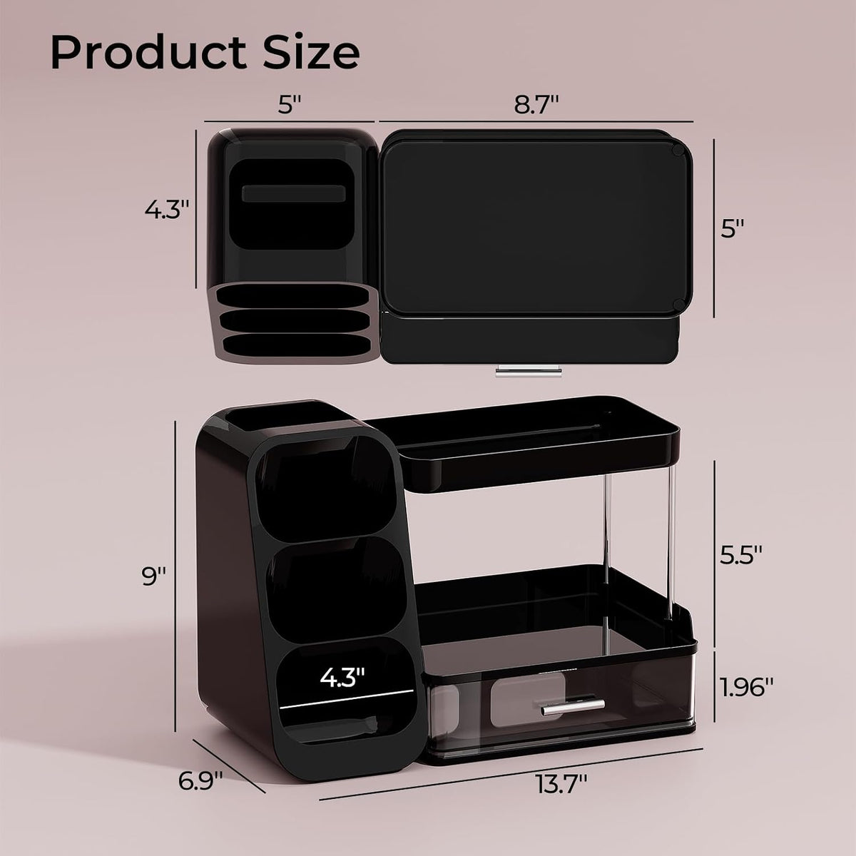 UFORU Makeup Organizer Countertop with Brush Holder for Vanity Bathroom
