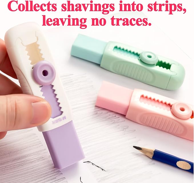 M&G 4+1 Pack Rubber Erasers Sliding Retractable Eraser, Soft Cute Erasers Push - Image 7