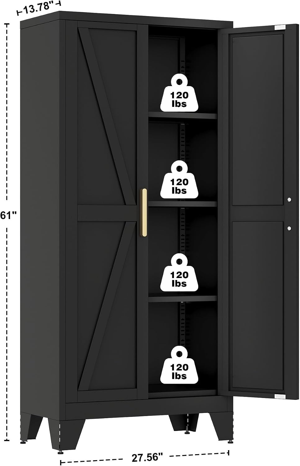 qinptwut 61" metal storage cabinet, 4-tier kitchen pantry shown in use