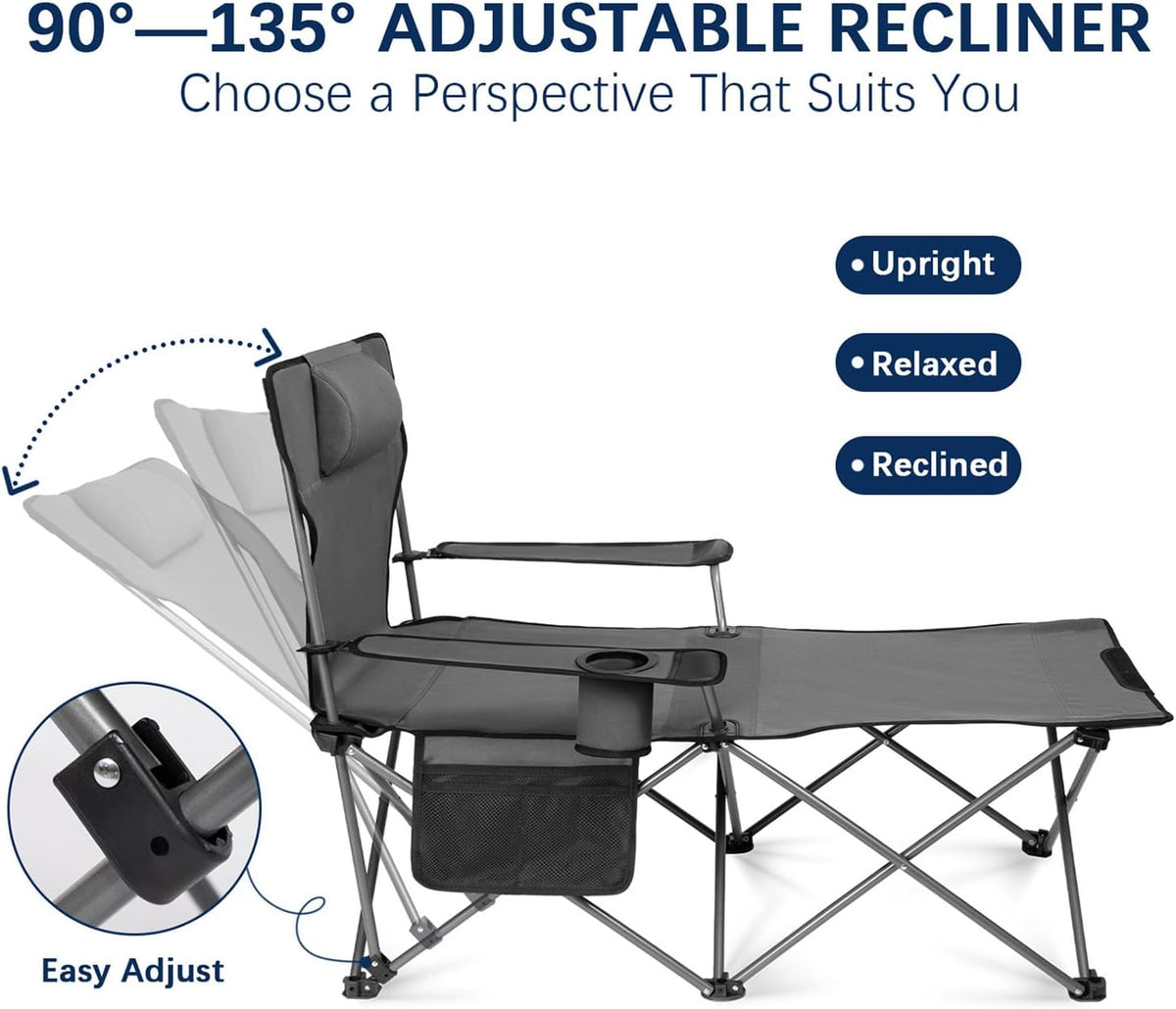 apollo walker Reclining Beach Chair, 90-135° Adjustable Grey