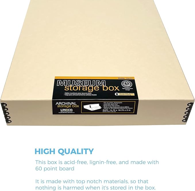 Lineco Museum Archival Storage Box, 14.75x18.75x3 in. Drop Front Design. - Image 7