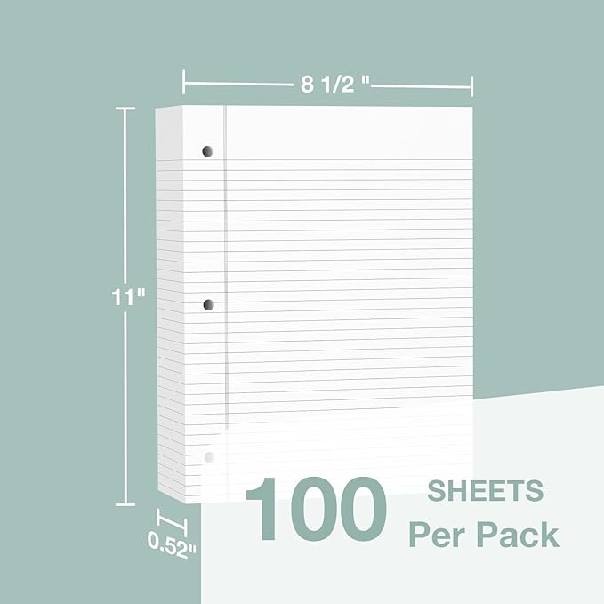 POPRUN Loose Leaf Paper, 8.5" x11" Wide Ruled, 100GSM / AA Grade Bulk Lined - Image 4