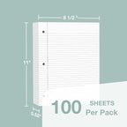 POPRUN Loose Leaf Paper, 8.5" x11" Wide Ruled, 100GSM / AA Grade Bulk Lined - Image 4