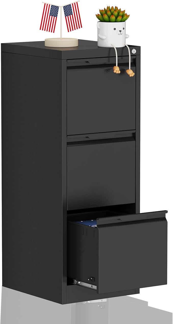 3-Drawer File Cabinet with Lock, Metal Vertical Filing Cabinets by MetalStorageCabinet