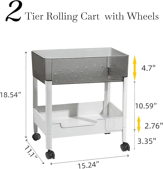 LiWNYRK 2 Tier Rolling Cart - Image 7