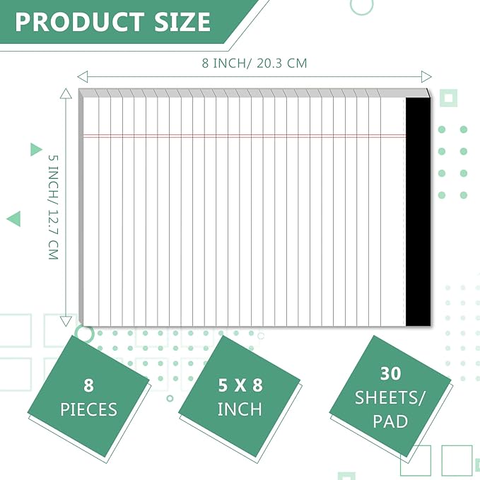 Legal Pads 5 x 8 Inch Notepad, 8 Pack Note Pads College Ruled Perforated Memo - Image 2