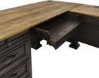 Martin Furniture IMSA684R-KIT Executve L-Desk & Return with Solid Wood Plank Tops, Fully Assembled, Brown