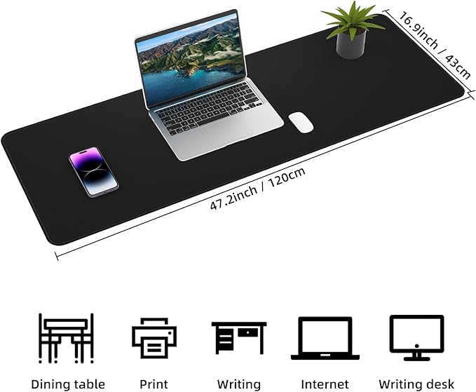 Large Desk Mat 47.2" x 17" Leather Desk Pad Protector - Image 2