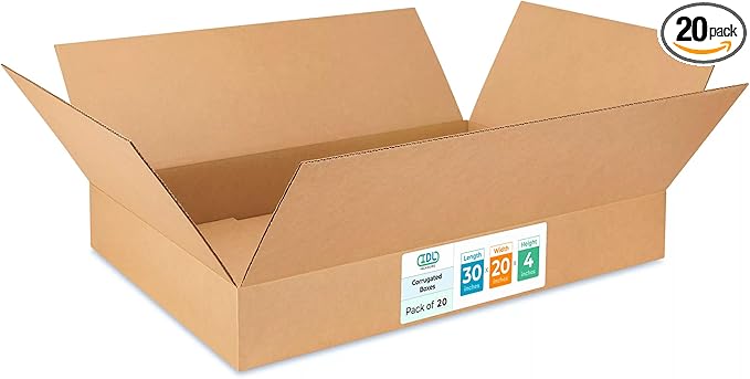 Large Shipping & Moving Boxes 30"L x 20"W x 4"H by IDLPackaging