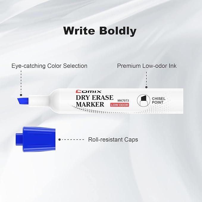 Comix Low Odor Dry Erase Markers, Chisel Tip White Board Markers, 36 Bulk 4 - Image 3