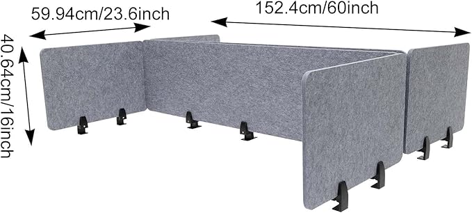 ReFocus Raw Clamp-On Acoustic Desk Divider Mounted Privacy Panel Set – Reduce - Image 2