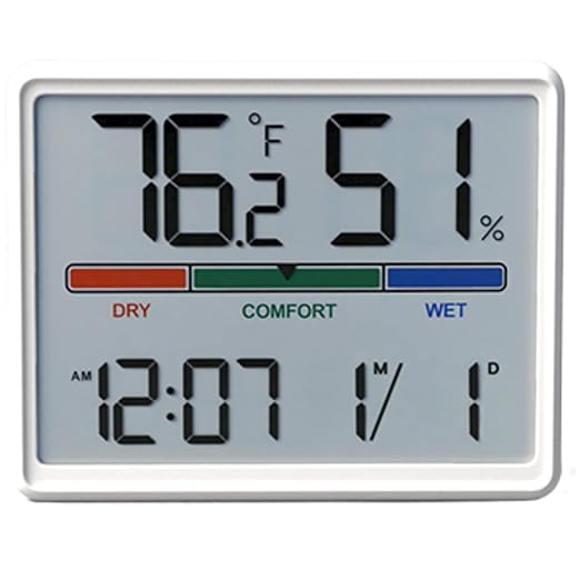 Luzsco Digital Hygrometer Indoor Thermometer, Clock by LUZSCO